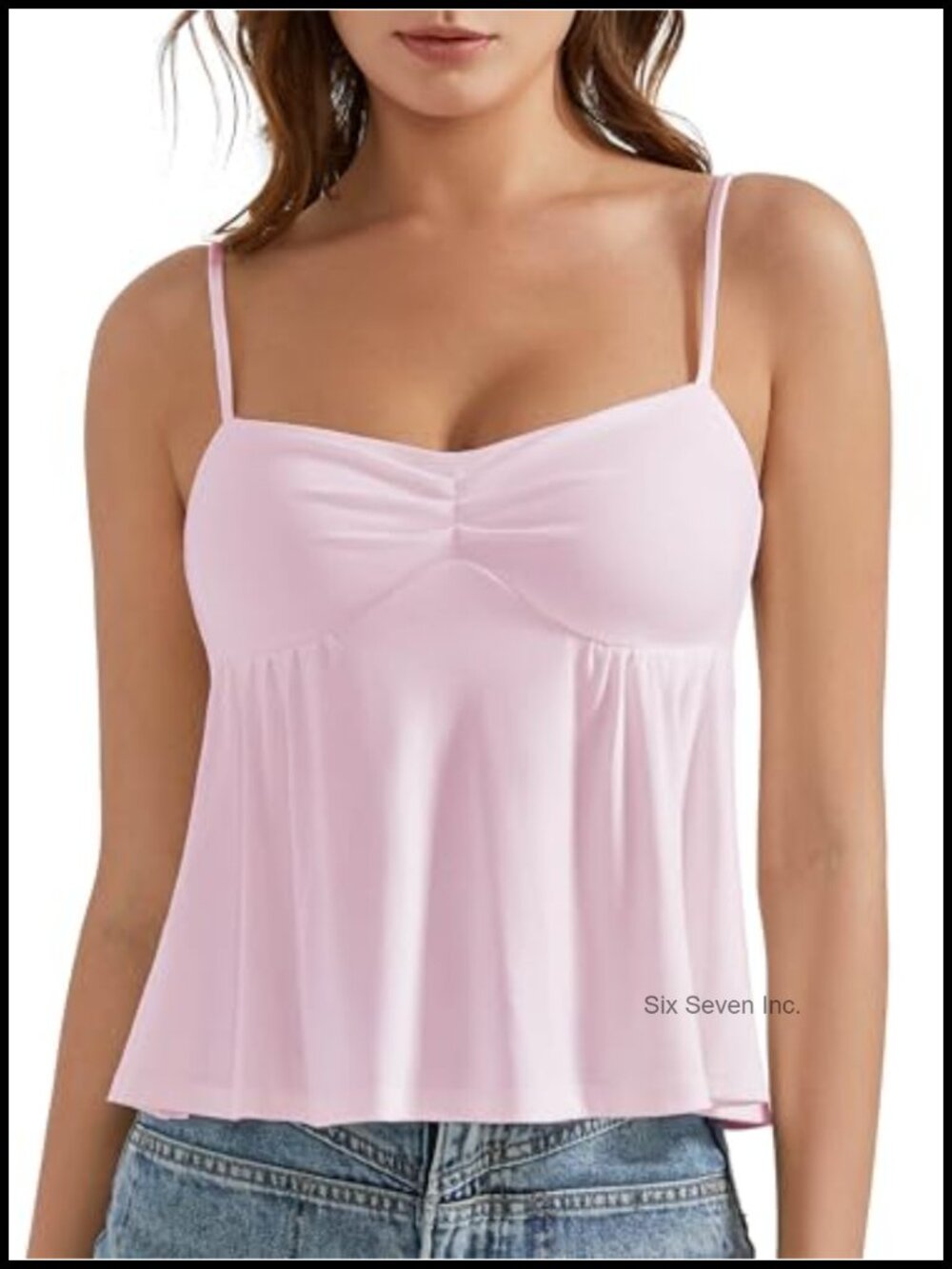 Sleeveless Peplum Camisole Tank Top with Built-in Bra, Buttery Soft Modal